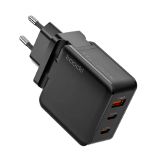 Мережевий зарядний пристрій Toocki USB А + 2 ТУРЕ С PD 65W Black (TCT2C1A-WSD02)